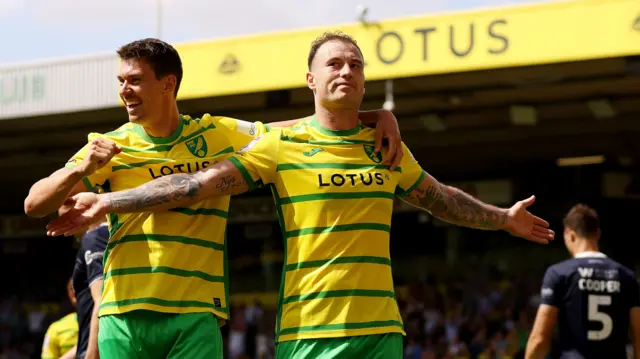 Ashley Barnes (right) celebrates a goal against Millwall