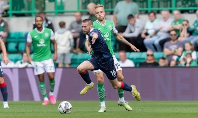 Raith Rovers' Sam Stanton and Hibs' James Jeggo