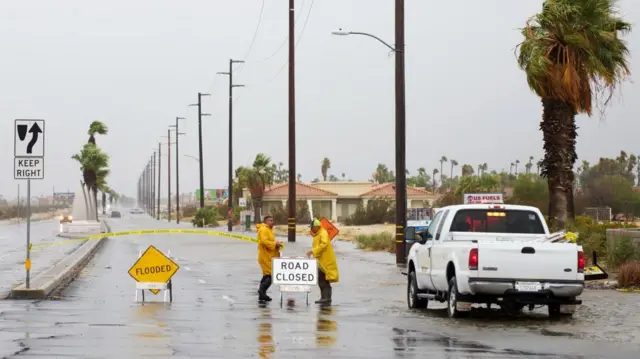 A flooded road