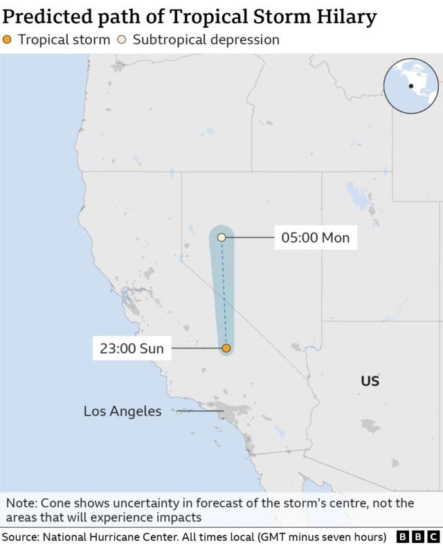 Map of storm's path as of 09:00 GMT