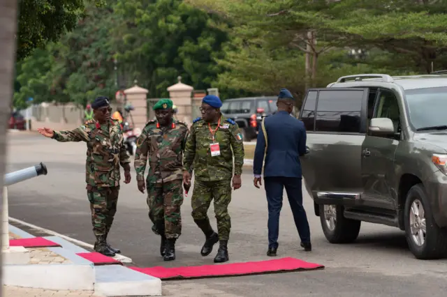 The defence chiefs from the Economic Community of West African States (Ecowas) countries arrive on August 17, 2023 in Accra, Ghana.