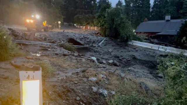 A road is badly damaged