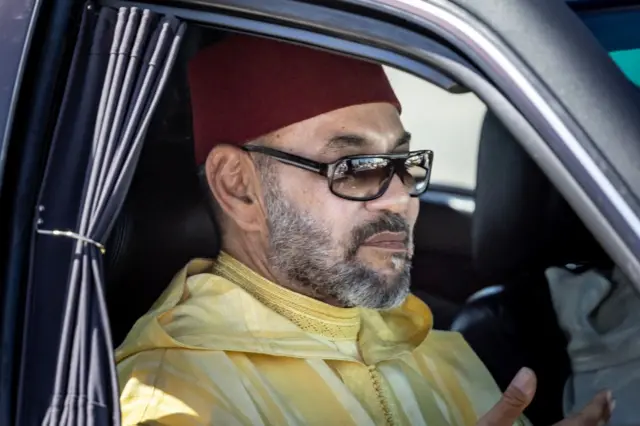 A convoy carrying Morocco's King Mohammed VI leaves the Tetouan palace following a ceremony of allegiance to mark the 24th anniversary of his enthronement, on July 31, 2023.