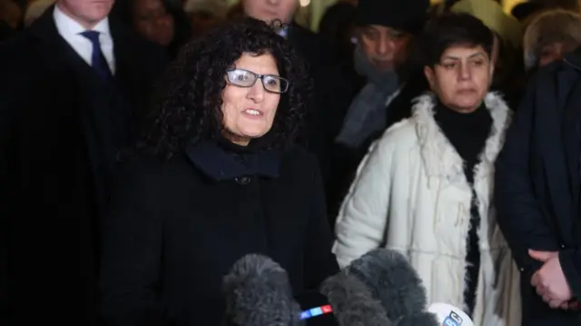 Farah Naz, Zara Aleena's aunt reads a statement outside the Old Bailey