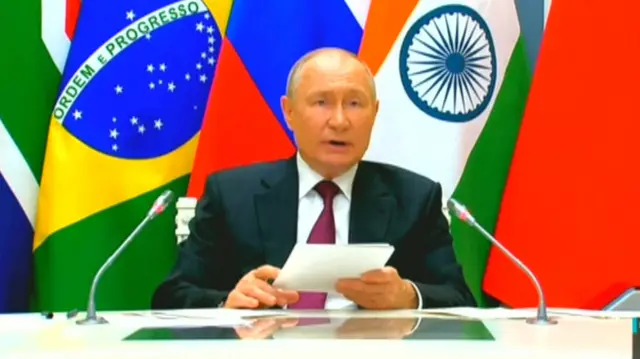 Vladimir Putin addressing Brics summit