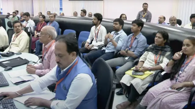 Scene from control room at Isro in Bengaluru