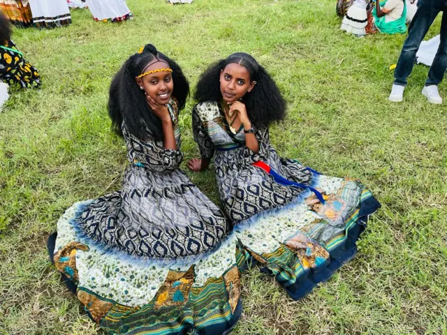 Women in Ethiopia dressed in traditional clothing in Mekelle, Ethiopia