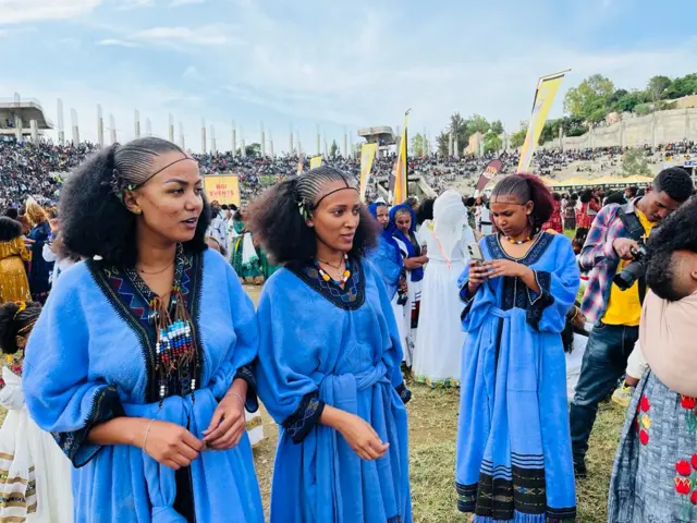 Women in Ethiopia dressed in traditional clothing in Mekelle, Ethiopia