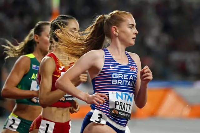 Aimee Pratt runs in the Women's 3,000m steeplechase heats