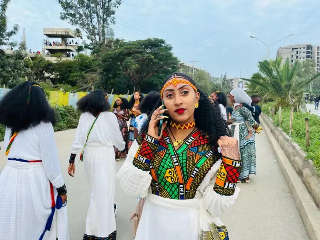 Women in Ethiopia dressed in traditional clothing in Mekelle, Ethiopia