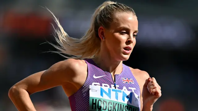 Keely Hodgkinson competes in her 800m heat at the World Championships