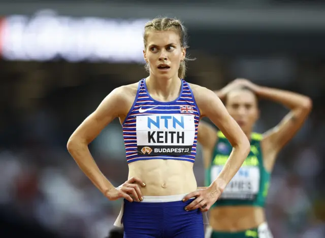 Megan Keith has her hands on her hips in disappointment