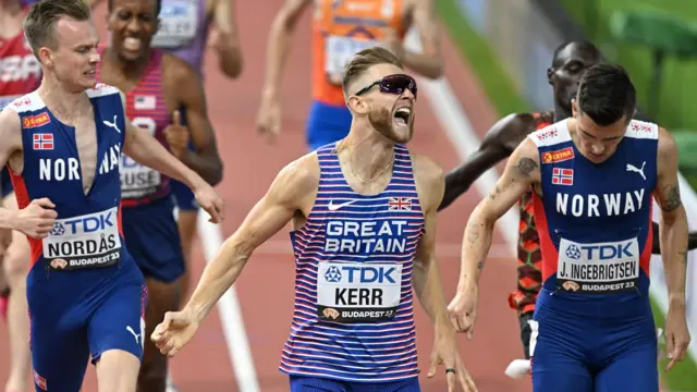 Josh Kerr celebrates world gold