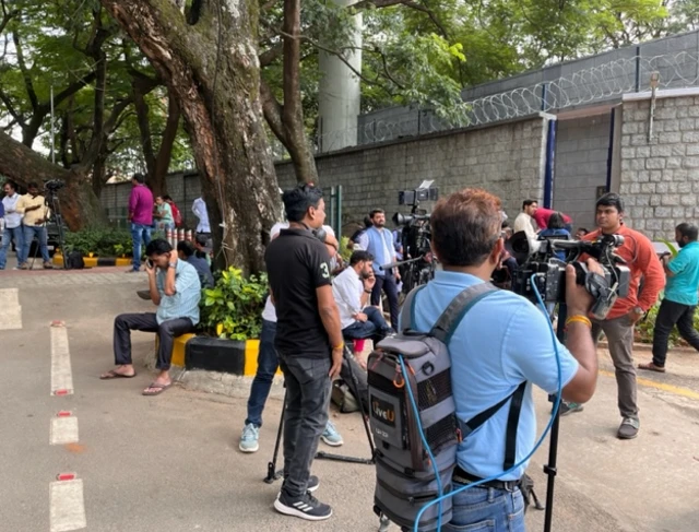 Outside Mission Control at India’s space agency.