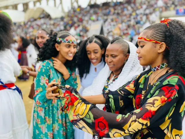 Women in Ethiopia dressed in traditional clothing in Mekelle, Ethiopia