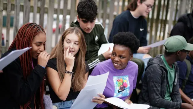 Pupils at Ark Greenwich Free School, London, receiving their GCSE results