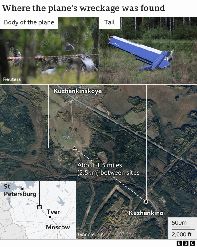 Graphic showing where the crashed plane was found