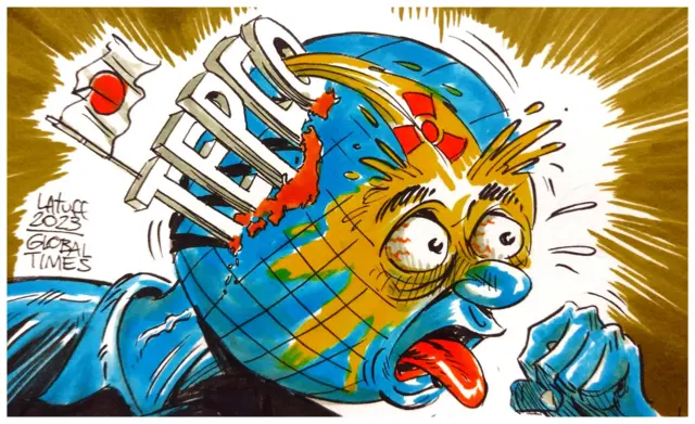 A cartoon on China's state-backed Global Times newspaper on the Fukushima discharge