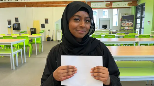 Student Zahra collecting her results