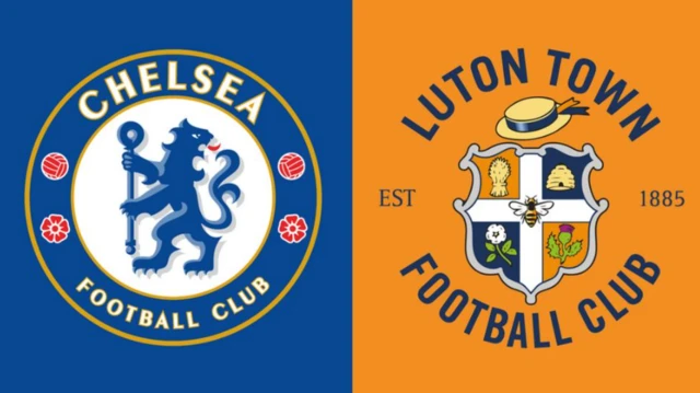 Chelsea and Luton crests side by side.