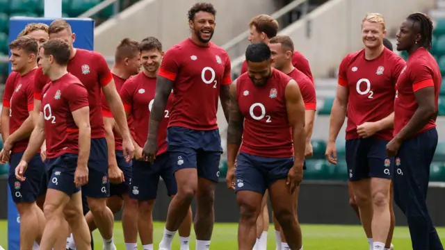 England players in training