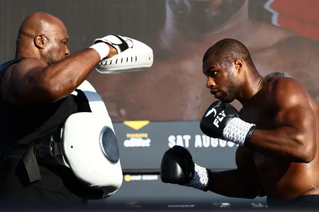 Daniel Dubois prepares to throw a punch at some pads