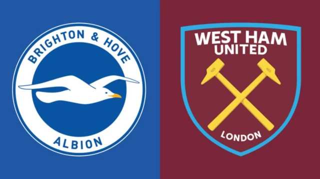 Brighton West Ham crests side by side.