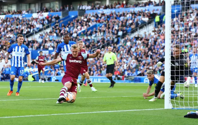 Ward Prowse slides onto a loose ball to tap home the opener.