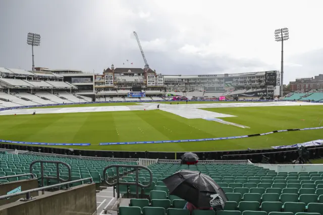 The Oval outfield covered in covers