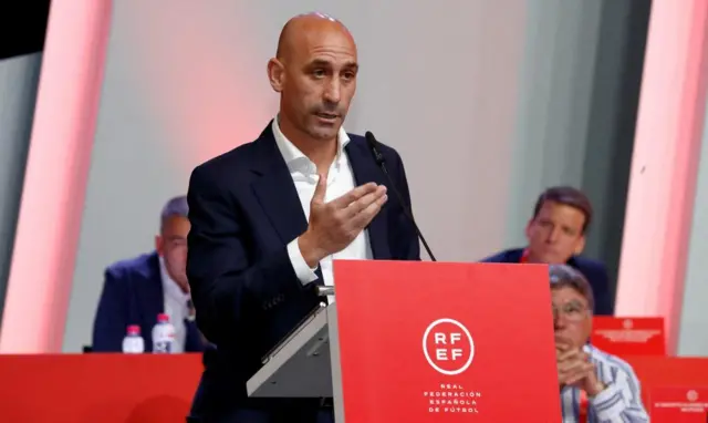 President of the Royal Spanish Football Federation Luis Rubiales announces he will be staying as president