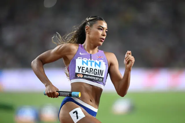 Nicole Yeargin runs in the women's 4x400m relay final