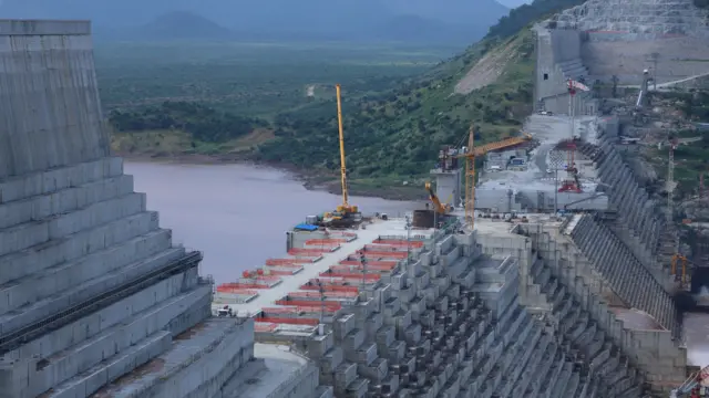 Ethiopia's Grand Renaissance Dam is seen as it undergoes construction work on the river Nile in Guba Woreda, Benishangul Gumuz Region, Ethiopia, September 26, 2019