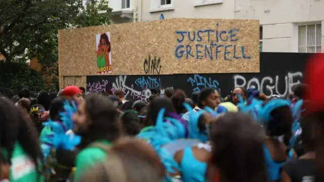 Graffiti reads 'justice for Grenfell'