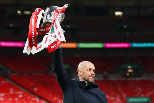 Erik Ten Hag with the EFL Cup