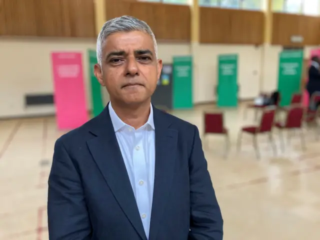 Sadiq Khan stood in a hall in Lewisham.