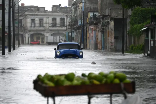 A flooded street in Havana, Cuba