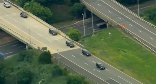 Donald Trump's car heading to the airport