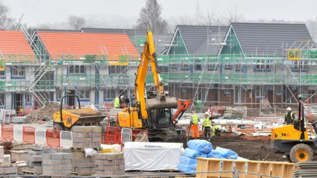 Digger on building site