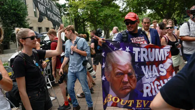 Demonstrators and counter-demonstrators in Washington DC