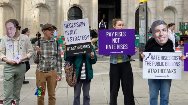 Protesters outside Bank of England