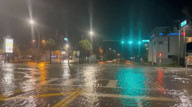 A view of a flooded street as Hurricane Idalia approaches Florida, in St Pete Beach, U.S