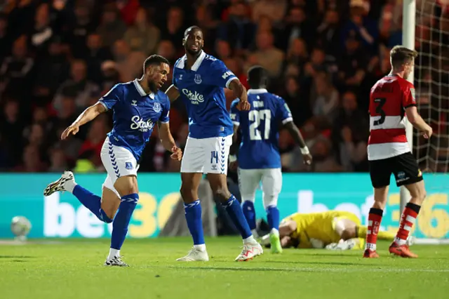 Arnaut Danjuma of Everton celebrates after scoring