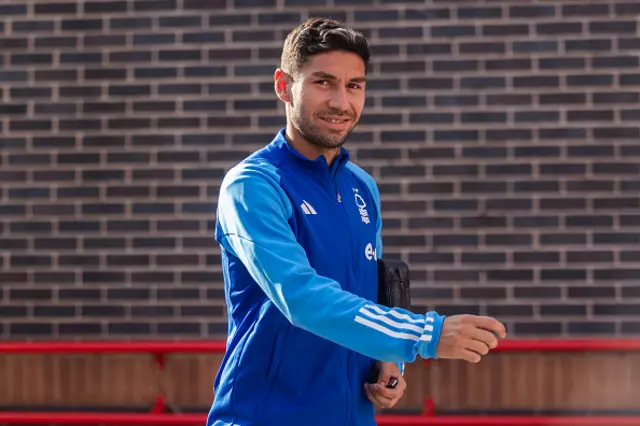 Gonzalo Montiel smiles as he walks into the City Ground