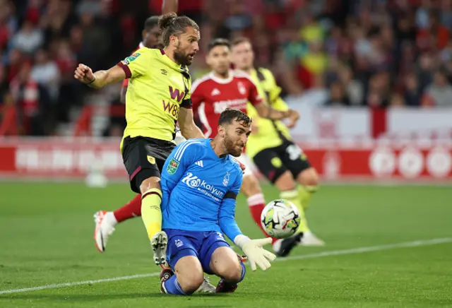 Jay Rodriguez attempts' to get to the ball before goalkeeper Matt Turner