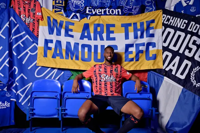 Beto sits down as he is unveiled as a new Everton player