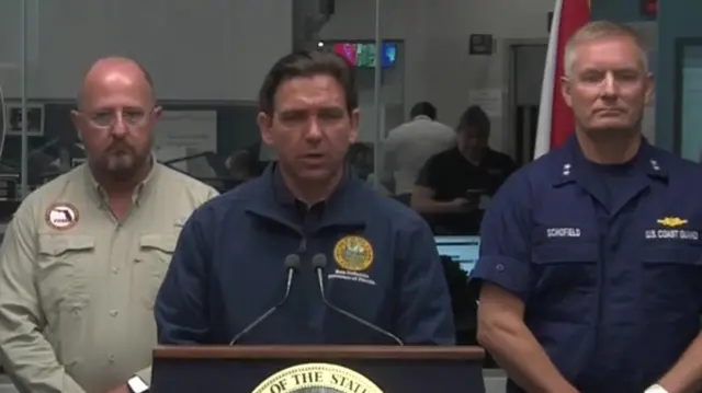 Ron DeSantis speaking to media about Hurricane Idalia