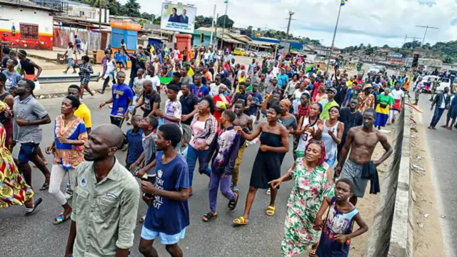 People celebrating in Libreville