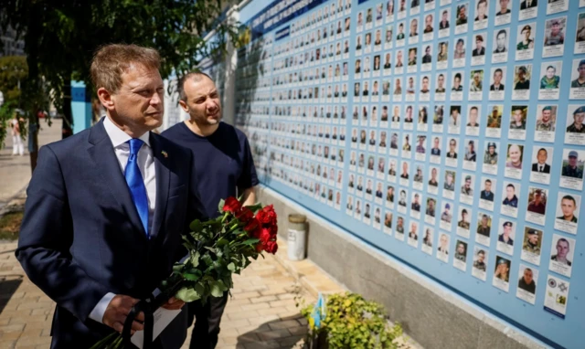 Earlier this month Grant Shapps and Ukrainian Deputy Prime Minister Oleksandr Kubrakov visited the Wall of Remembrance to pay tribute to killed Ukrainian soldiers in Kyiv