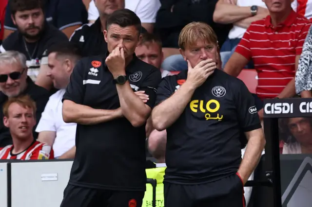 Sheffield United manager Paul Heckingbottom and assistant boss Stuart McCall