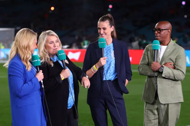 Emma Hayes on pundit duty during the Women's World Cup final